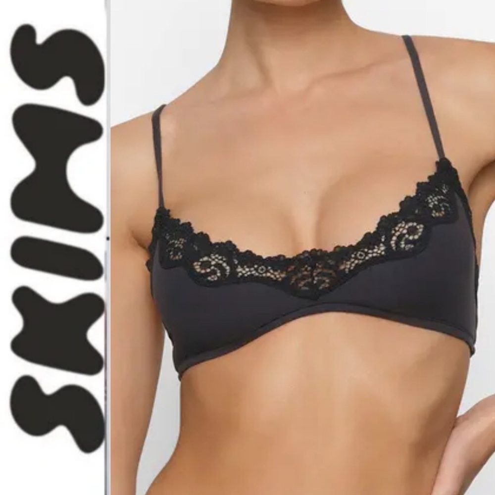 SKIMS 🖤 Fits everybody lace scoop Bralette | onyx | NWT | medium